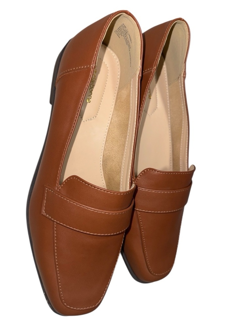 Liz Claiborne Tan Brown Leather-Look Penny Loafers Size 9.5 - Picture 2 of 4